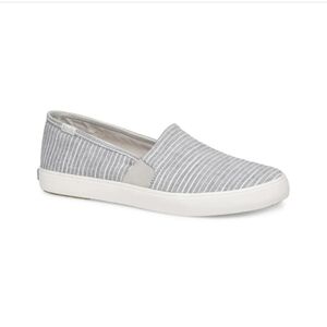 Keds Women's Gray Striped Canvas Nautical Coastal Slip-On Shoes Womens 8